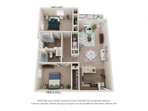Floor Plan 2 bed 2 bath A at Ardmore at the Trail, Indian Trail